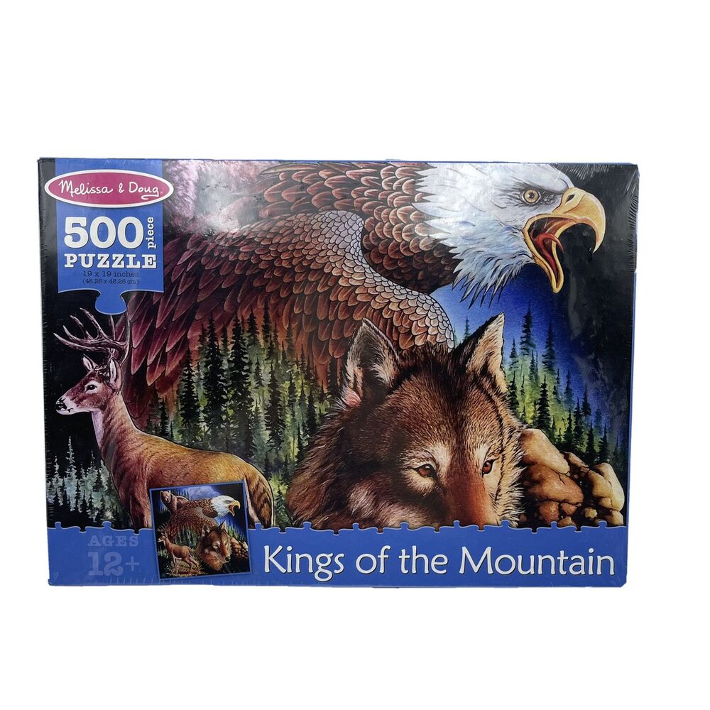 Melissa & Doug 500 Piece Puzzle Kings Of The Mountain Bear Eagle Wolf Deer NEW